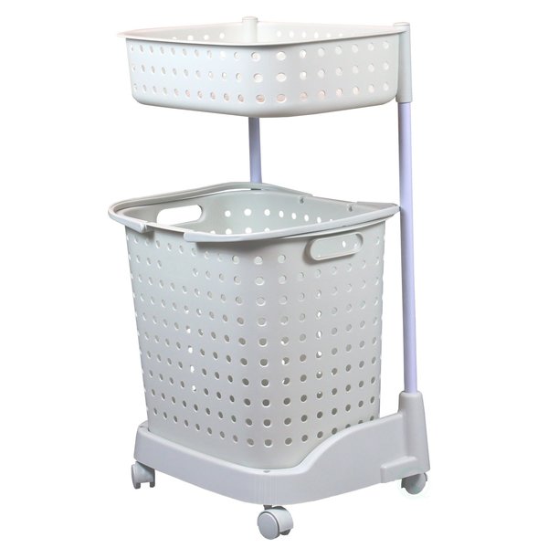 Basicwise 2 Tier Plastic Laundry Basket with Wheels QI003311